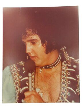 Elvis Presley Color Closeup 8x10 Photo Totem Pole Jumpsuit Asheville NC 1975